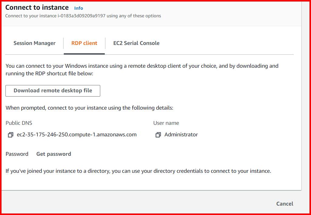 Picture showing the Get Password button for getting the password